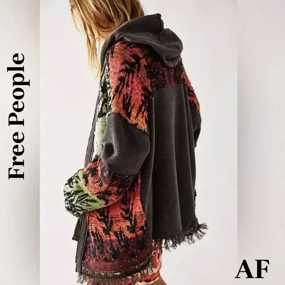 Free People Golden Hour Hoodie Cardi in Multi Color Size S/P New